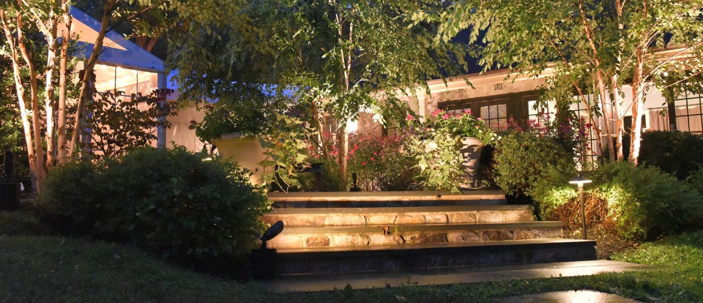Pathway lighting along steps